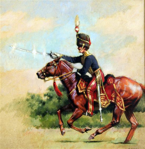 William Nassau (1926-2001) Officer of the 11th Hussars, 15.25 x 15.25in.